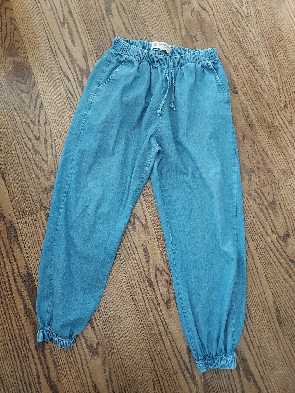 Mollusk Light Chambray Denim Joggers M 100% Cotton Vacation Beach Pants